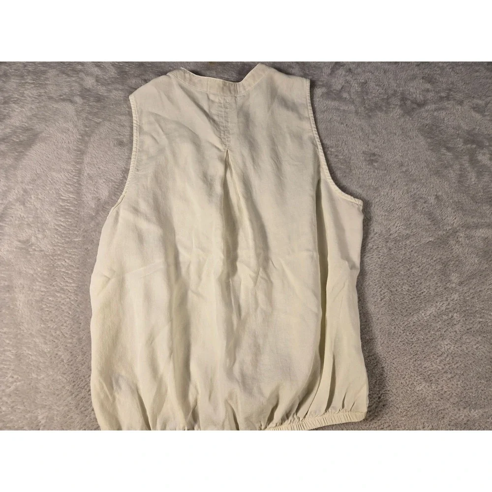 Cloth & Stone Womens Ivory Tencel Sleeveless Button Up Bubble Hem Top XS - Picture 4 of 7